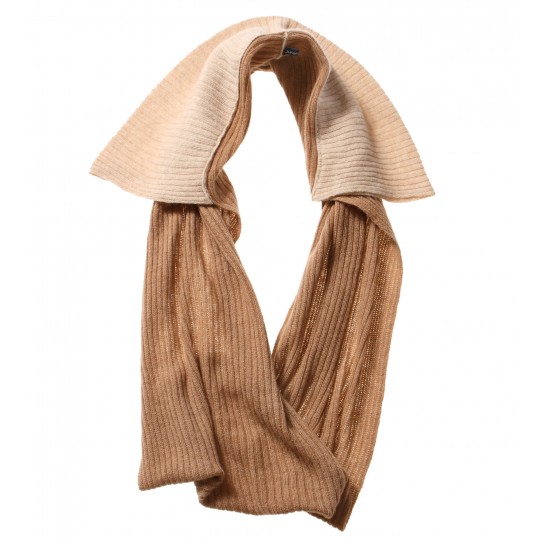 Pure Camel wool long Snood with Collar